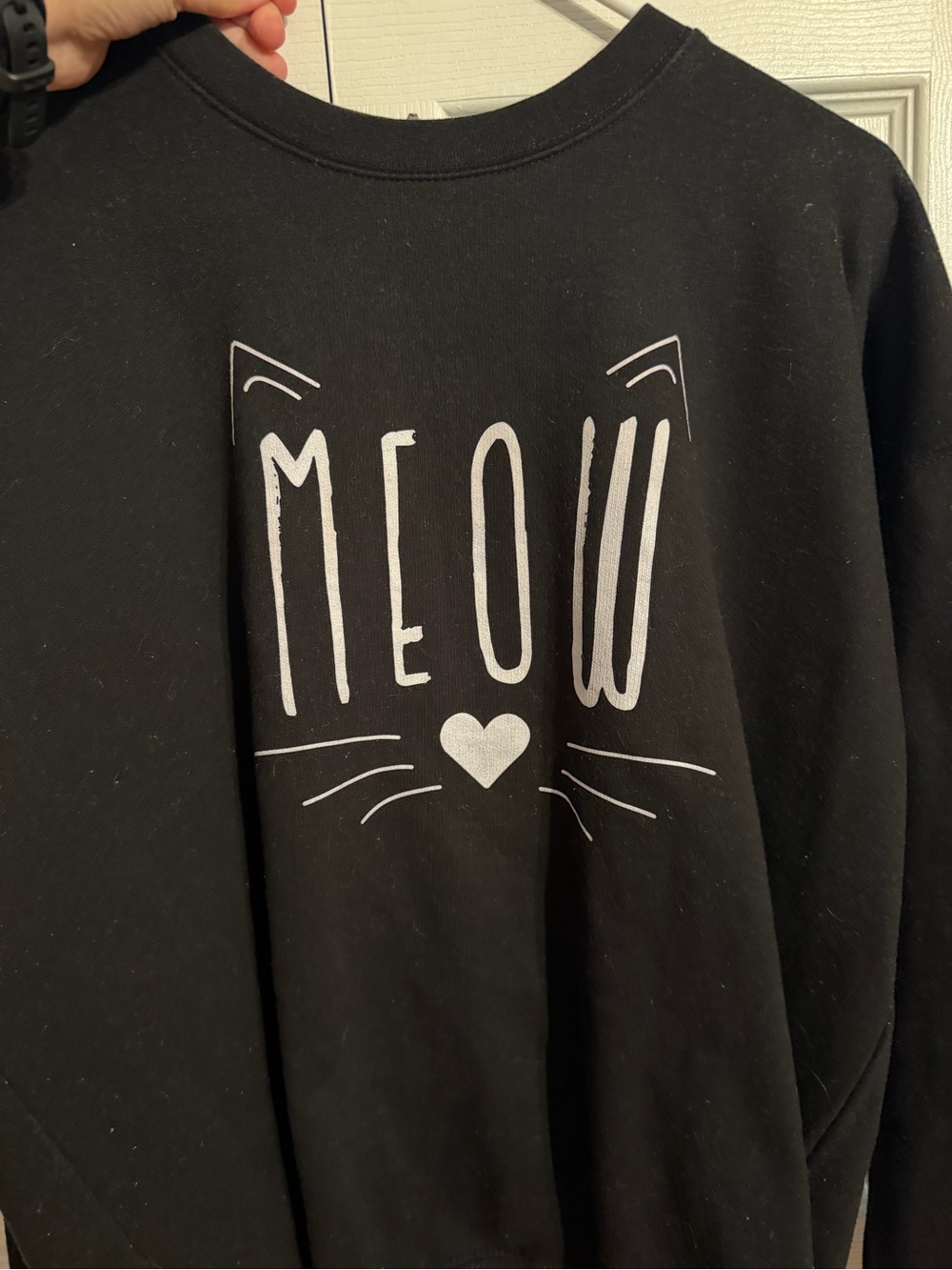 Black 'MEOW' Graphic Crewneck Sweatshirt for Men